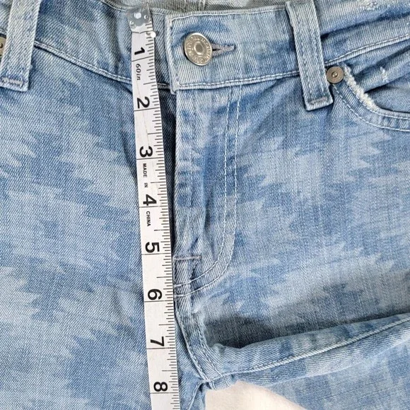 7 For ALL Mankind The Skinny Jeans Size 27 Ancient Pyramid Laser Aztec Print - Picture 12 of 16